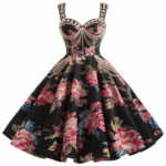 biżuteria do czarnej sukienki w kwiaty