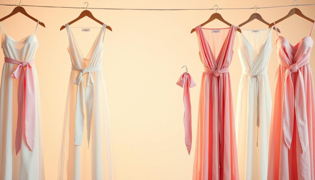 A beautiful, intricate display of various ways to tie dresses, captured in a realistic, high-quality photograph taken with an iPhone 16 Pro Max. The foreground showcases different dress tying techniques, such as bows, sashes, and infinity wraps, all rendered in delicate fabrics and vibrant colors. The middle ground provides a clean, minimalist backdrop, allowing the tying methods to take center stage. Warm, natural lighting casts a soft, inviting glow, highlighting the textures and details of the dresses. The overall composition conveys a sense of elegance, simplicity, and the versatility of dress tying. A beautiful, intricate display of various ways to tie dresses, captured in a realistic, high-quality photograph taken with an iPhone 16 Pro Max. The foreground showcases different dress tying techniques, such as bows, sashes, and infinity wraps, all rendered in delicate fabrics and vibrant colors. The middle ground provides a clean, minimalist backdrop, allowing the tying methods to take center stage. Warm, natural lighting casts a soft, inviting glow, highlighting the textures and details of the dresses. The overall composition conveys a sense of elegance, simplicity, and the versatility of dress tying.